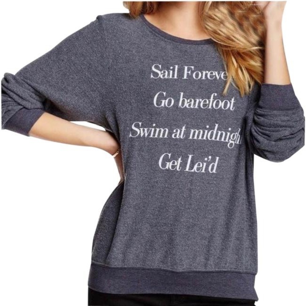 Wildfox “Sail Forever, Get Lei’d” jumper sz L (blueish/grey color)